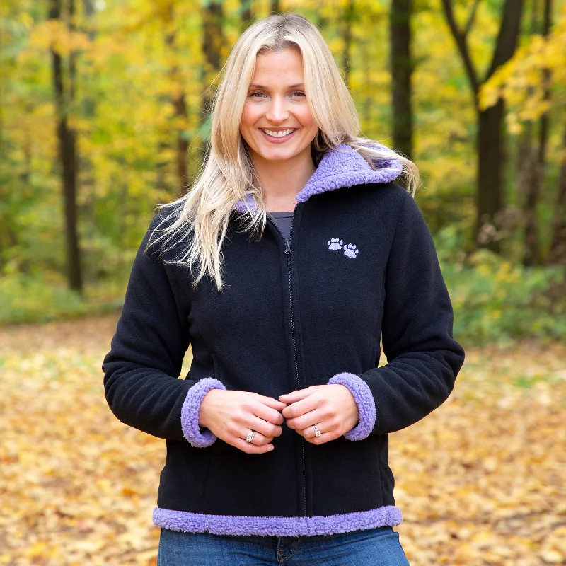 Paw Print Sherpa Lined Fleece Hooded Jacket