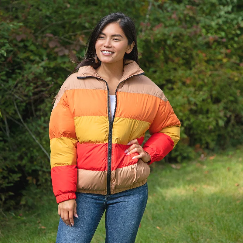 Morning Sun Color Block Puffer Jacket