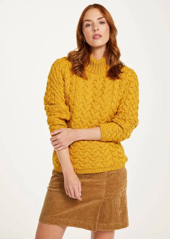 Aran Crew Neck Sweater | Sunflower