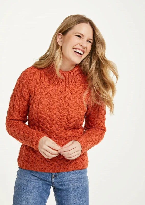 Aran Crew Neck Sweater | Autumn Leaves