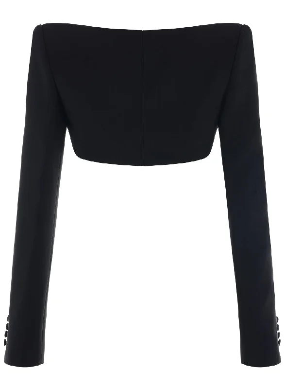 black backless cropped jacket