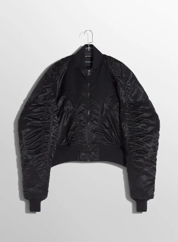 black satiny bomber jacket