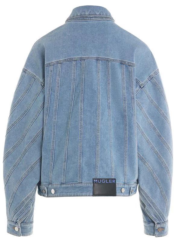 blue oversize spiral denim jacket