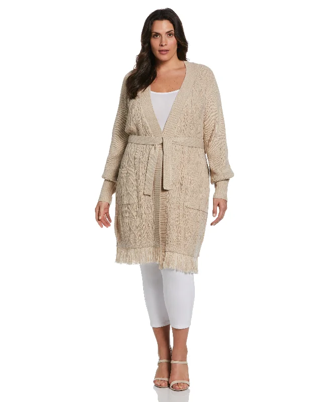 Plus Size Fringe Duster Sweater