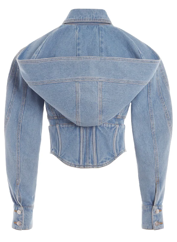 light blue corseted denim jacket