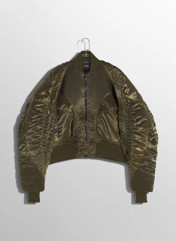 military green satiny bomber jacket