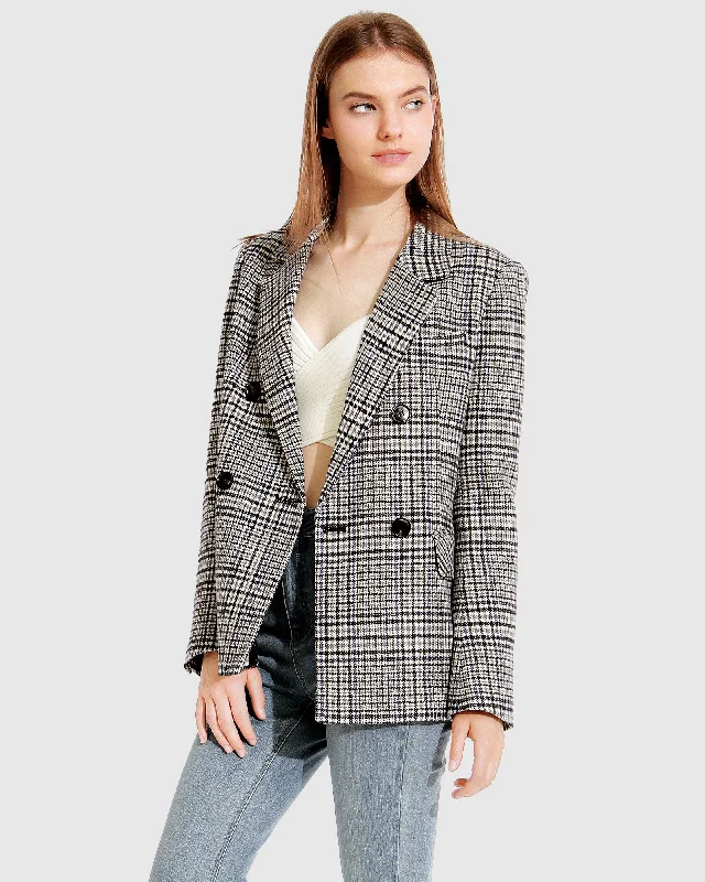 Piccadilly Wool Blend Plaid Blazer - Grey