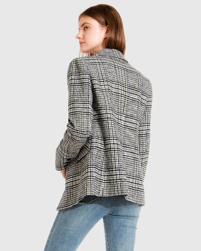 Piccadilly Wool Blend Plaid Blazer - Grey