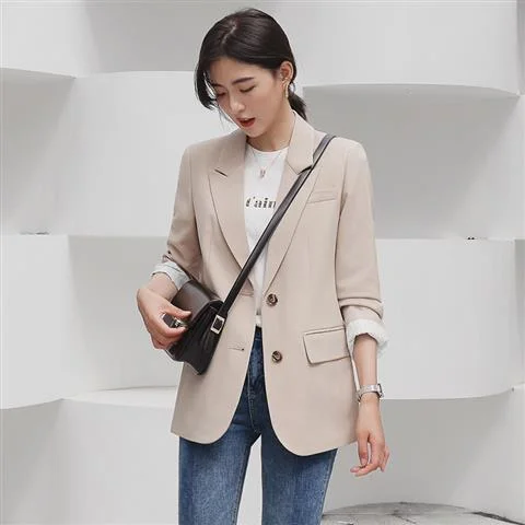 New Casual Pockets Long Sleeve Solid Loose Blazer