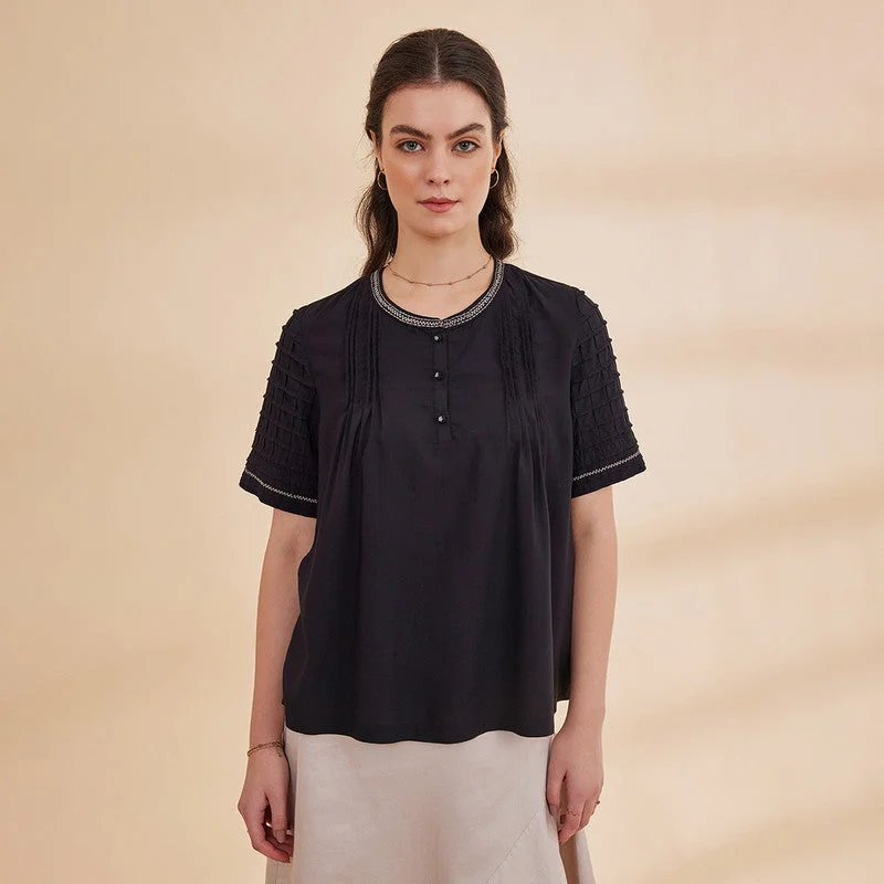 Bamboo Black Top for Women | Half Sleeves