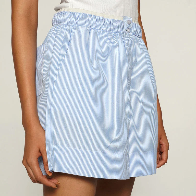 Cotton Shorts for Women | Striped | Blue & White