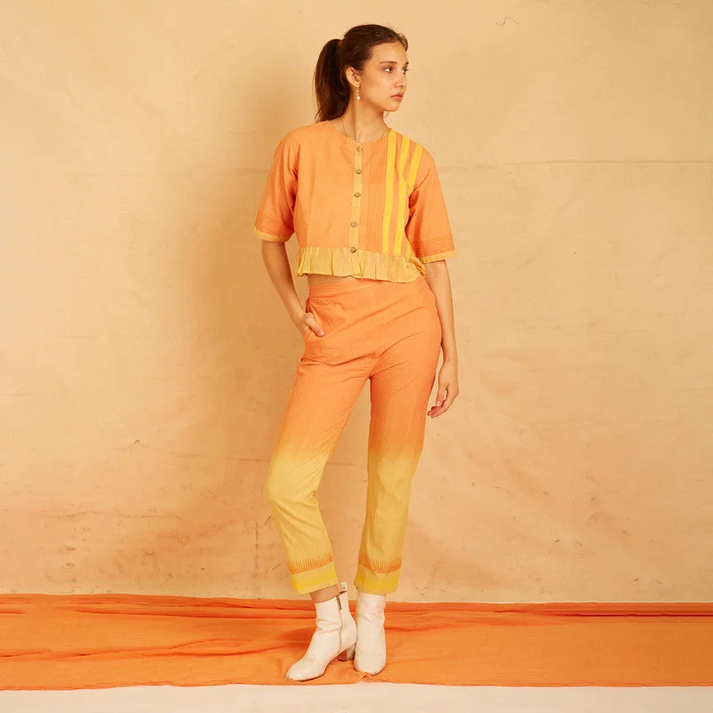 Cotton Co Ord Set for Women | Handblock Print | Orange & Yellow