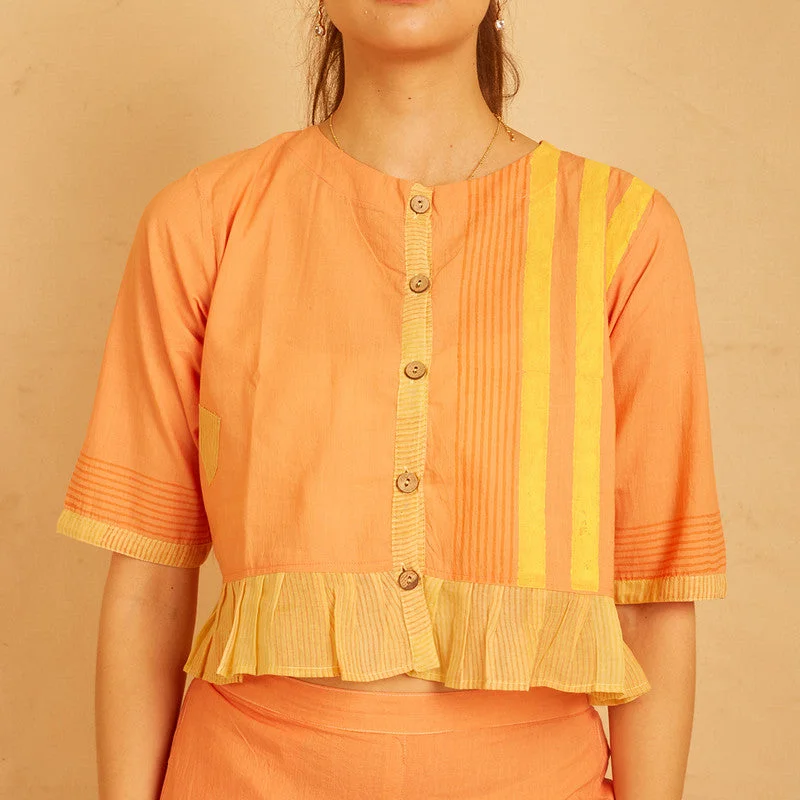 Cotton Co Ord Set for Women | Handblock Print | Orange & Yellow