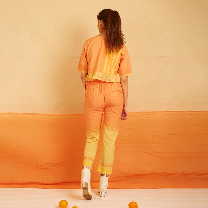 Cotton Co Ord Set for Women | Handblock Print | Orange & Yellow