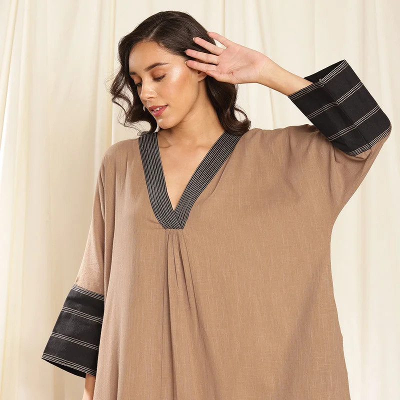 Cotton Kaftan Dress for Women | Brown & Black