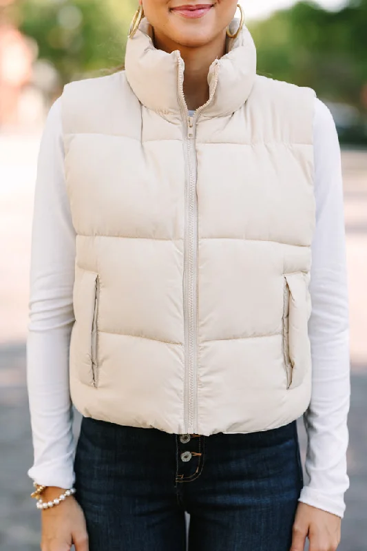 Eyes On You Taupe Brown Puffer Vest