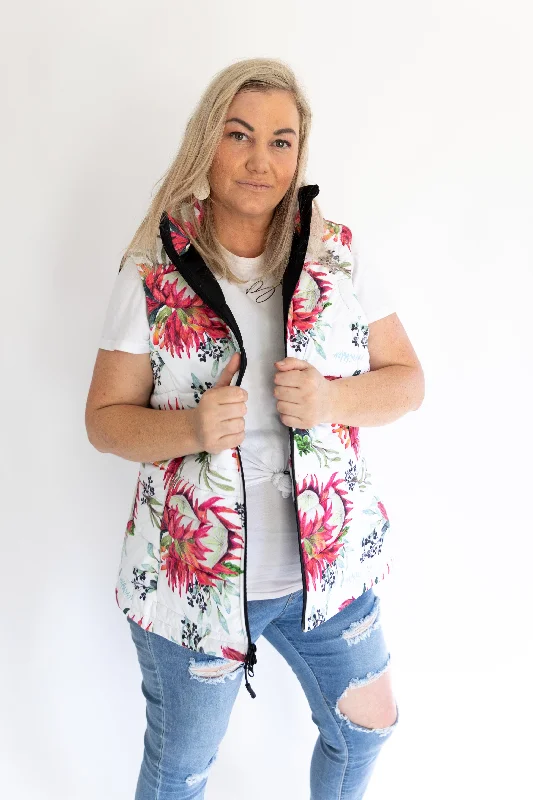 African Protea waterproof puffer vest