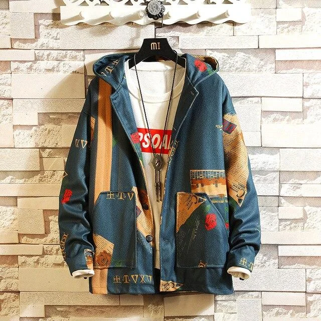 Mens Streetwear Funny Print Windbreaker