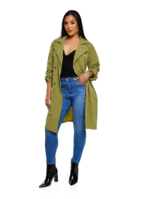 Iris Nylon Tie Waist Belted Trench Coat