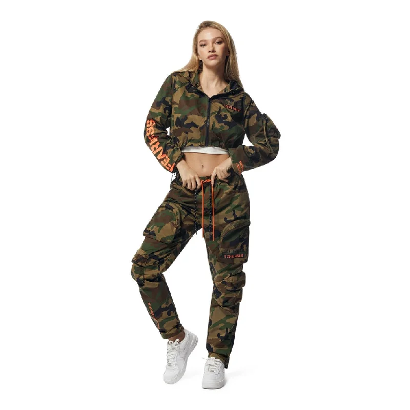 Windbreaker Relaxed Slouch Cargo Pants - Wood Camo