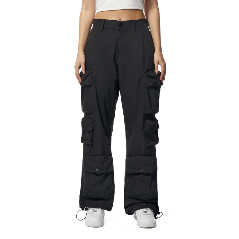 Windbreaker Utility Wide Leg Cargo Joggers - Black