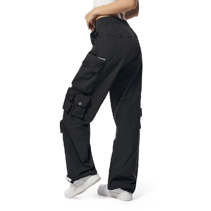 Windbreaker Utility Wide Leg Cargo Joggers - Black