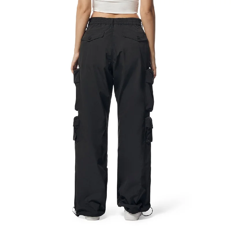 Windbreaker Utility Wide Leg Cargo Joggers - Black