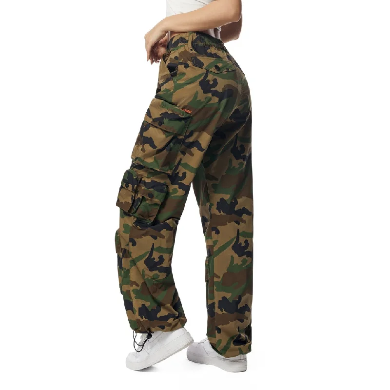 Windbreaker Utility Wide Leg Cargo Joggers - Wood Camo