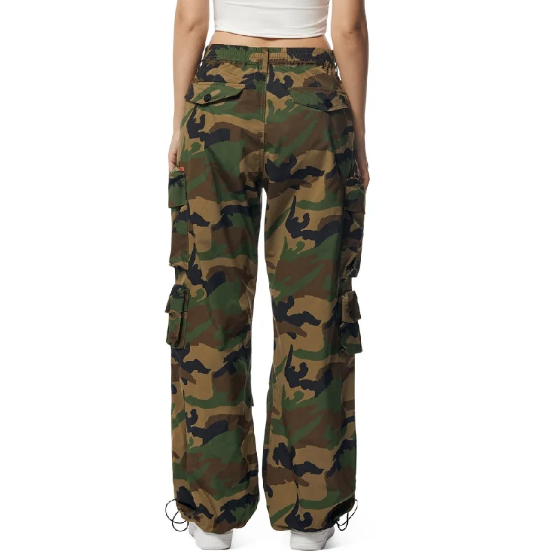 Windbreaker Utility Wide Leg Cargo Joggers - Wood Camo