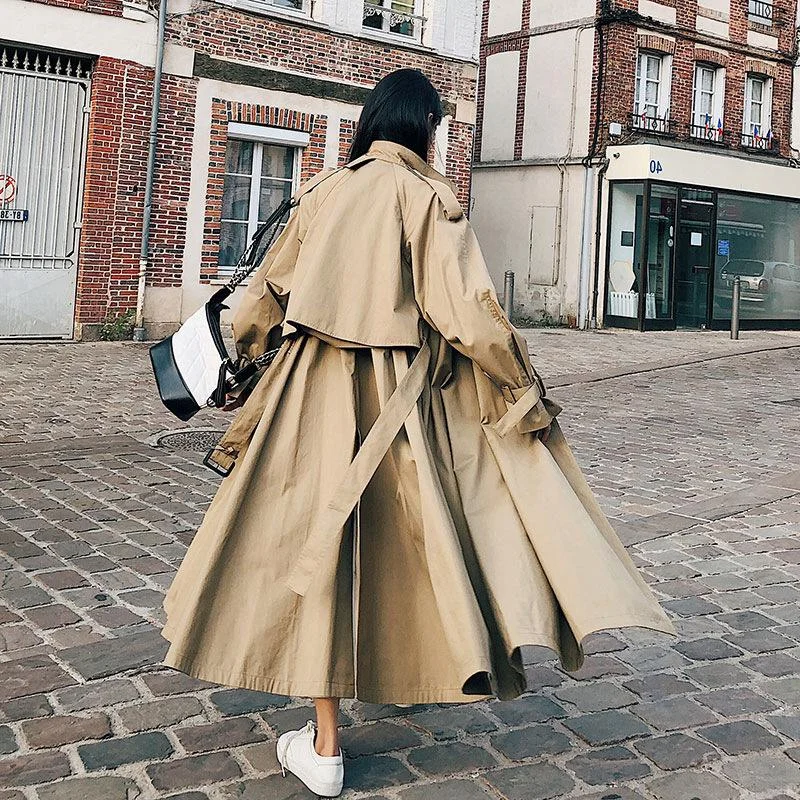 Women Long Trench Coat  Windbreaker