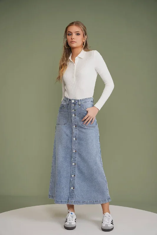 Button Denim Skirt