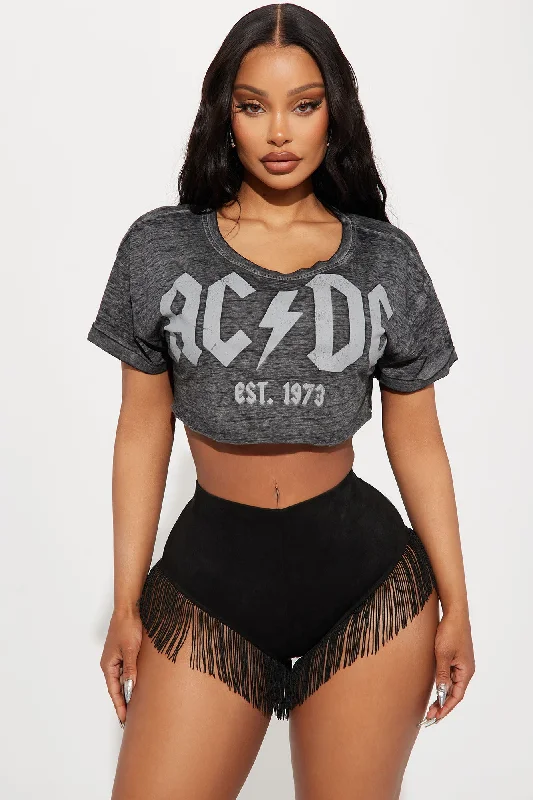 ACDC Burnout Crop Top - Black