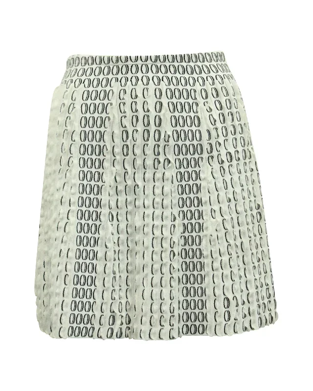 Alaia Knit Skirt with Vertical Frills in White Viscose