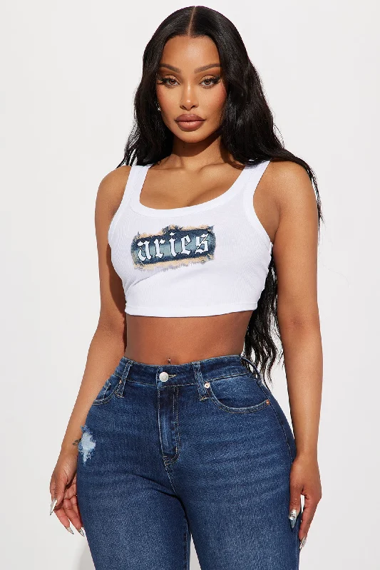 Aries Energy Denim Patch Tank Top - White