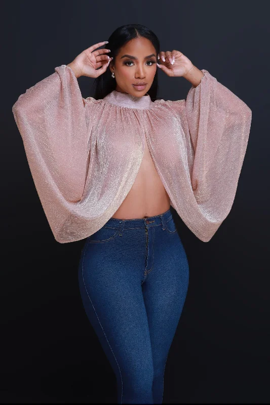 Backstage Pass Sheer Open Front Top - Pink