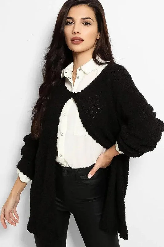 black-boucle-knit-one-button-cardigan