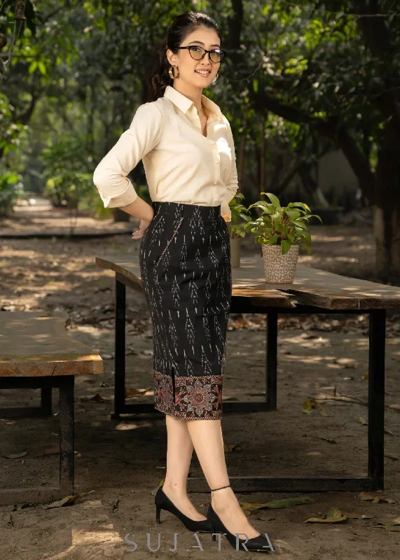 classic-black-ikat-fitted-skirt-with-beautiful-ajrakh-combination-and-optional-shirt