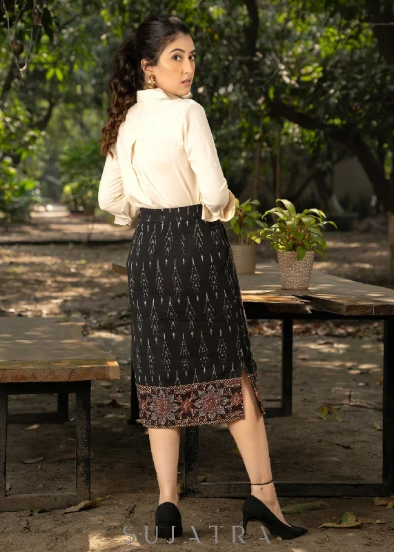 classic-black-ikat-fitted-skirt-with-beautiful-ajrakh-combination-and-optional-shirt