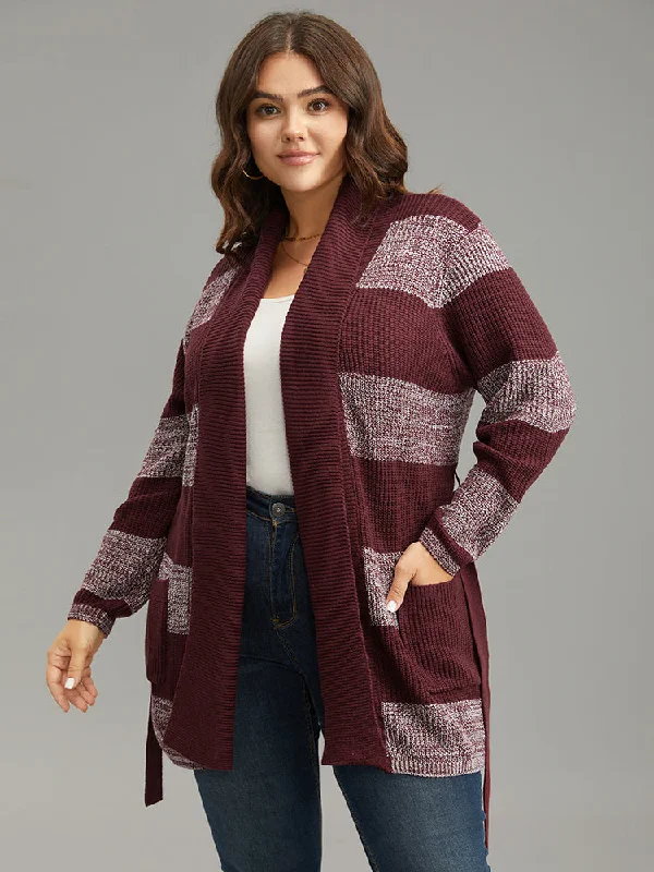 colorblock-heather-belted-pocket-cardigan