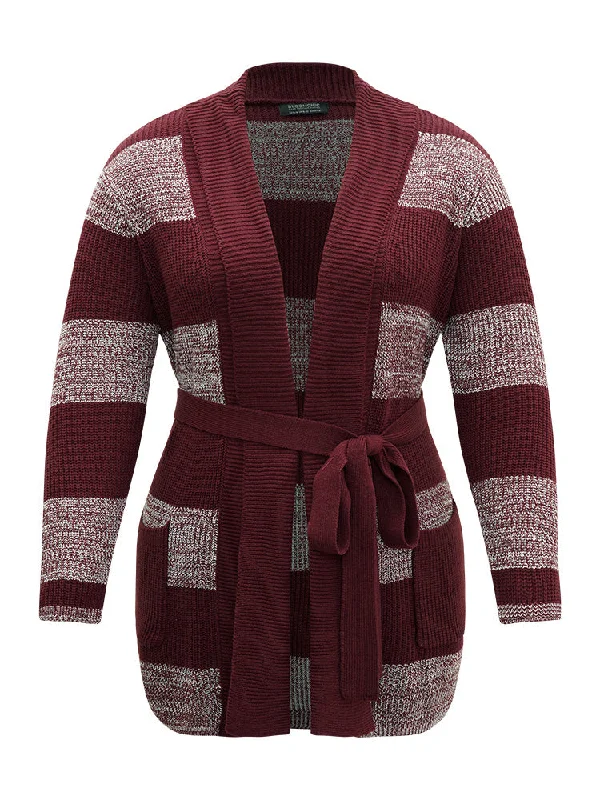 colorblock-heather-belted-pocket-cardigan