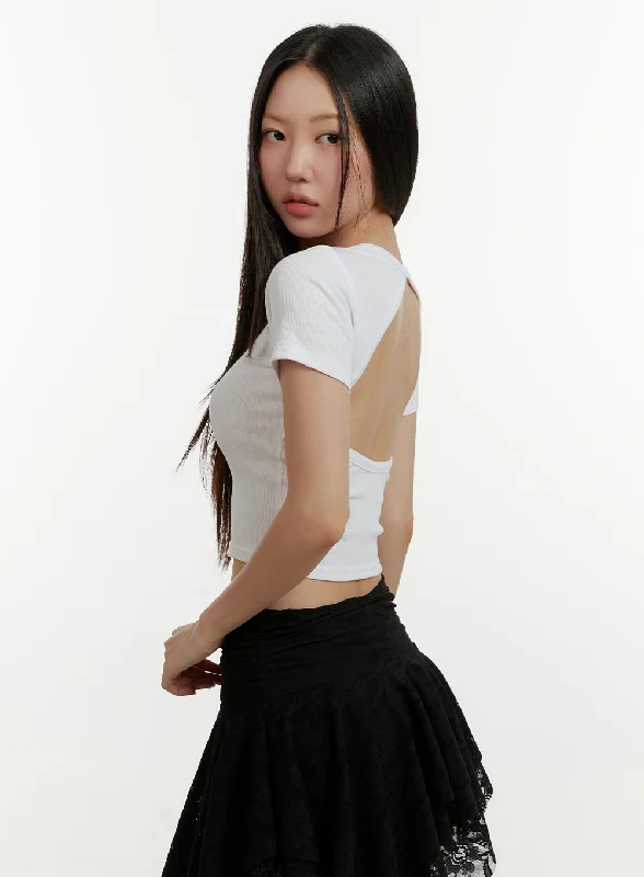 Cut-Out Back Crop Top CY408