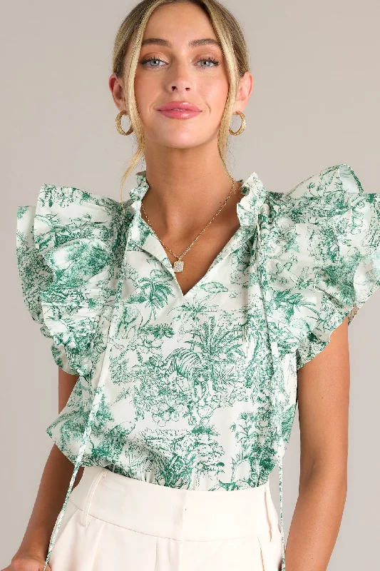 Dreamscape 100% Cotton Green Toile Top