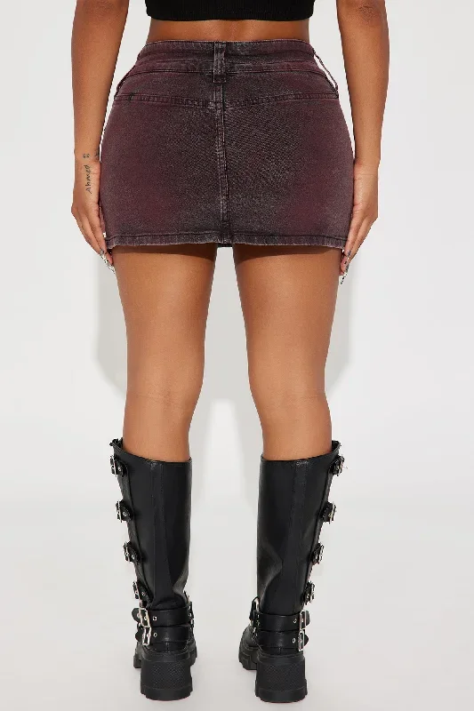 ember-coated-denim-mini-skirt-red