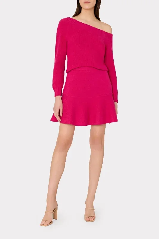 Flare Knit Skirt In Fuchsia