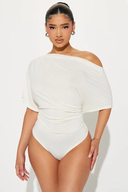 Flatter Me Off Shoulder Bodysuit - Ivory