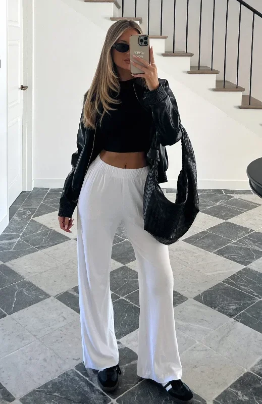 Fool For You Ribbed Pants White