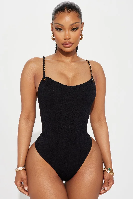 Genesis Chain Strap Bodysuit - Black