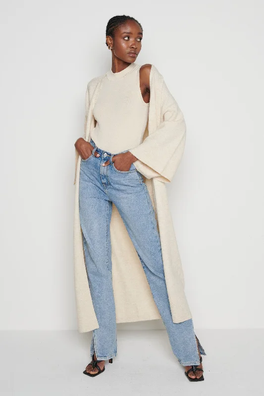 Jean Kimono Sleeve Maxi Cardigan - Beige