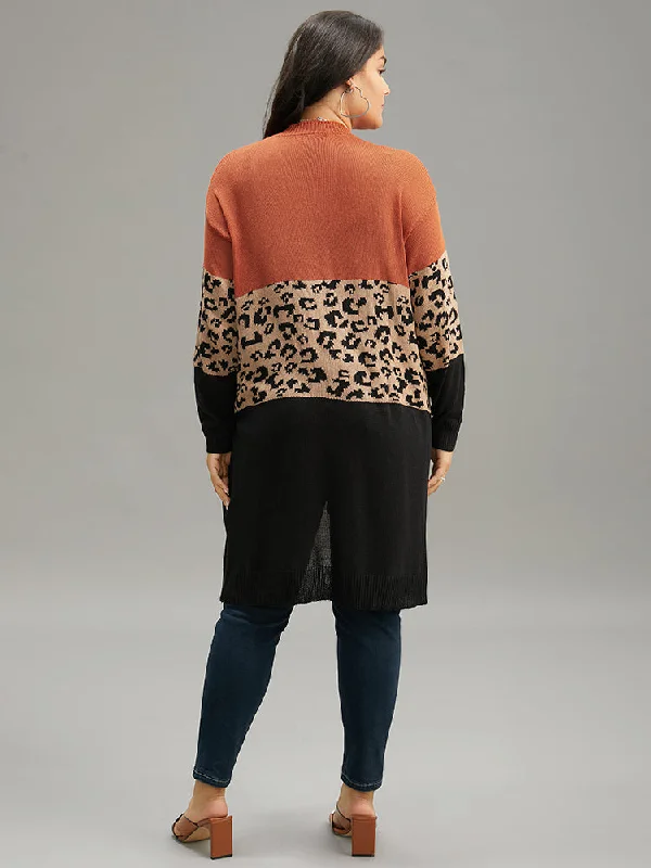 leopard-colorblock-patchwork-patched-pocket-cardigan