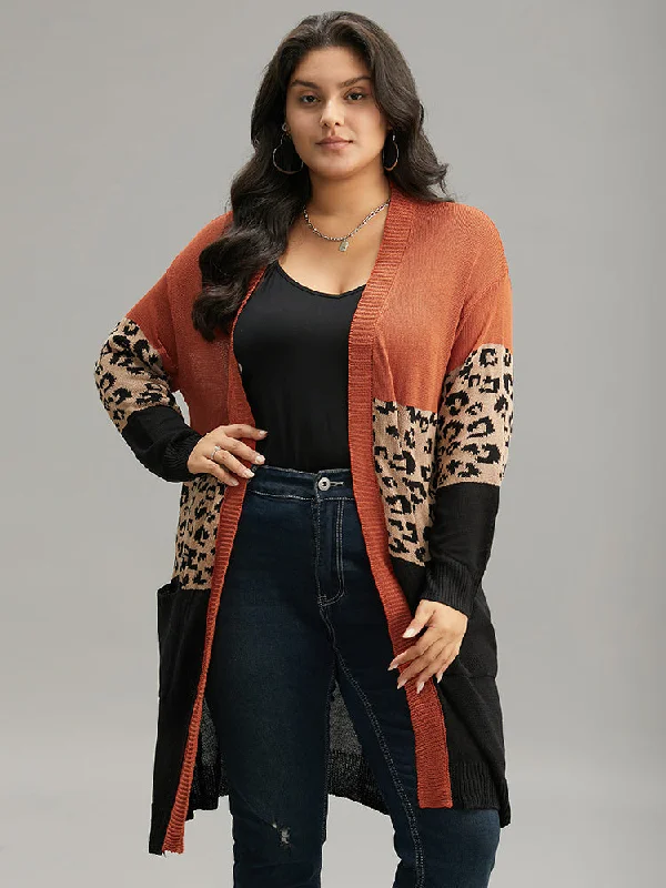 leopard-colorblock-patchwork-patched-pocket-cardigan